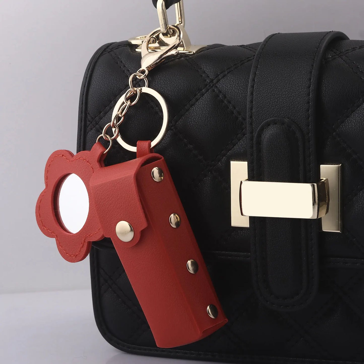 Love Heart Lipstick Keychain Pouch – Mini Makeup Holder with Mirror