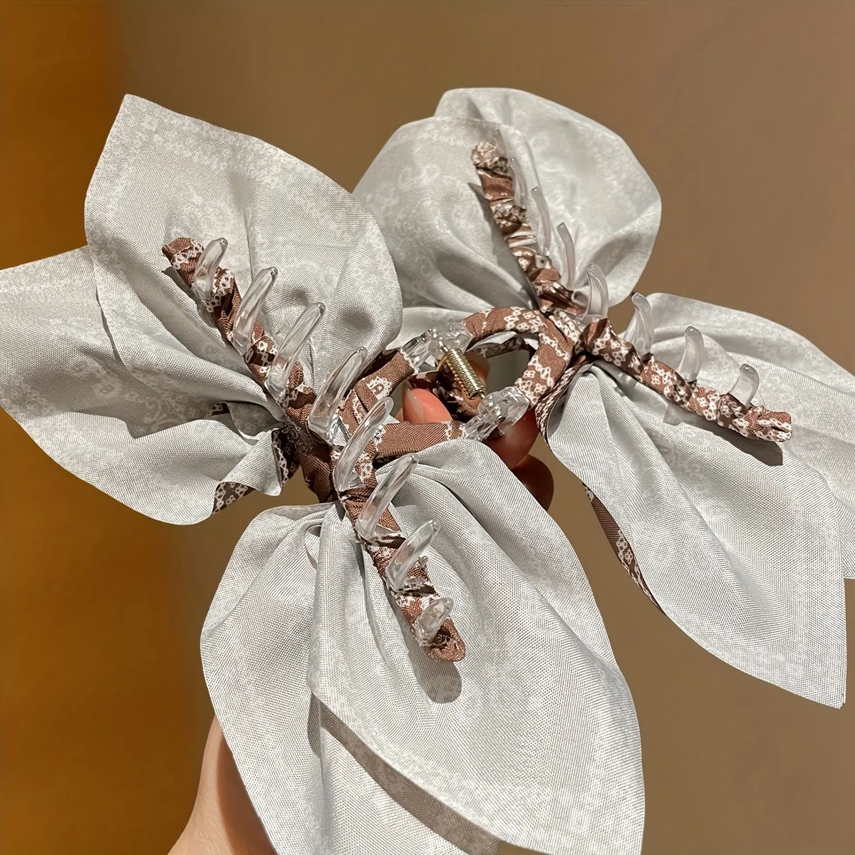 Brown Cashew Flower Bow Hair Clip