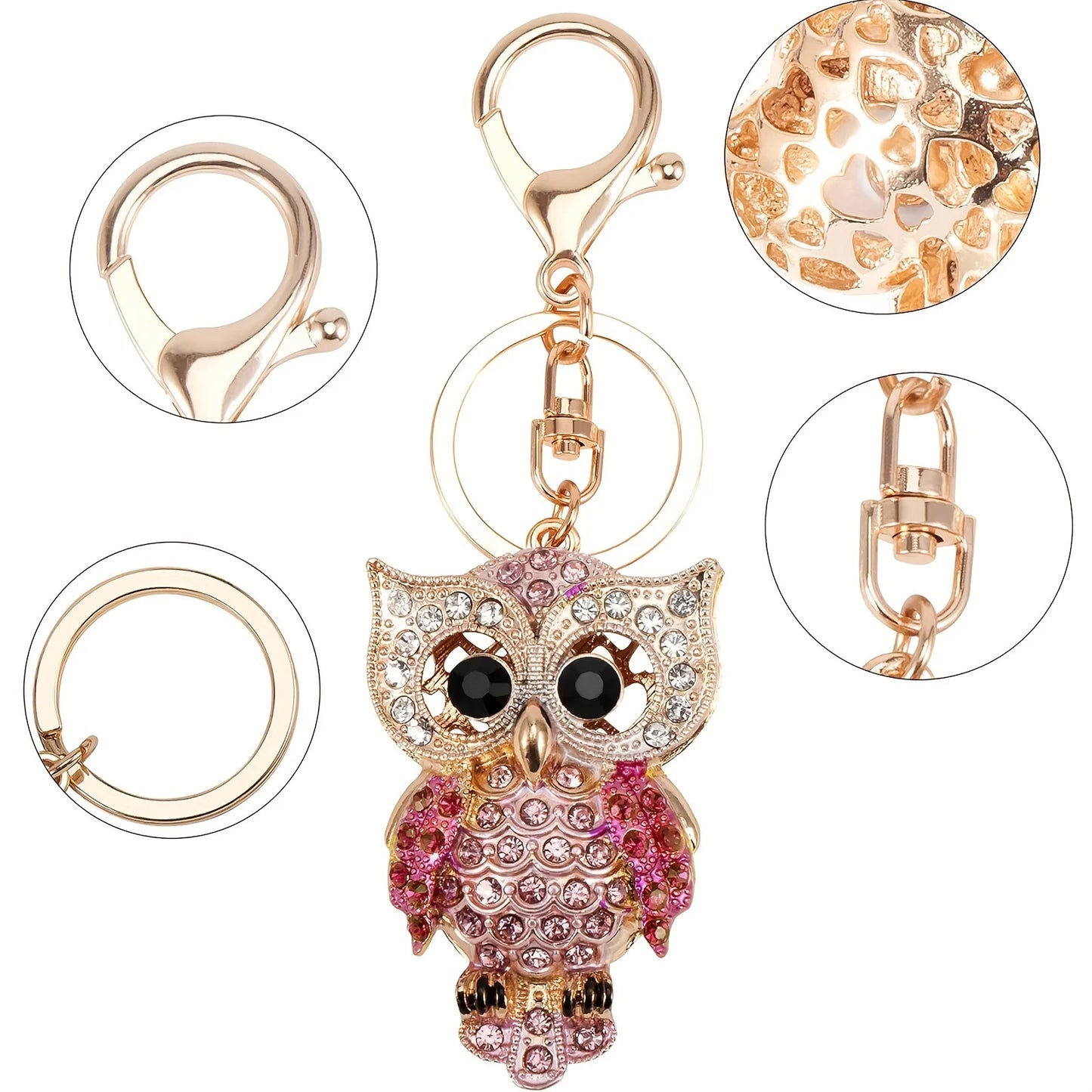 Crystal Owl Keychain – Glitter Rhinestone Car & Bag Charm