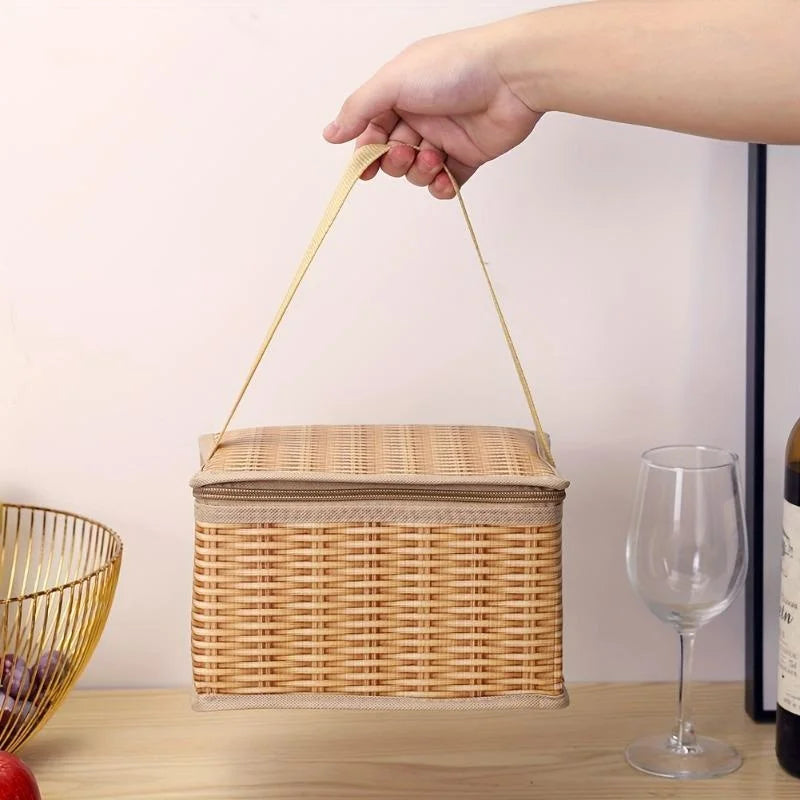 Portable Wicker Rattan Insulation Bag