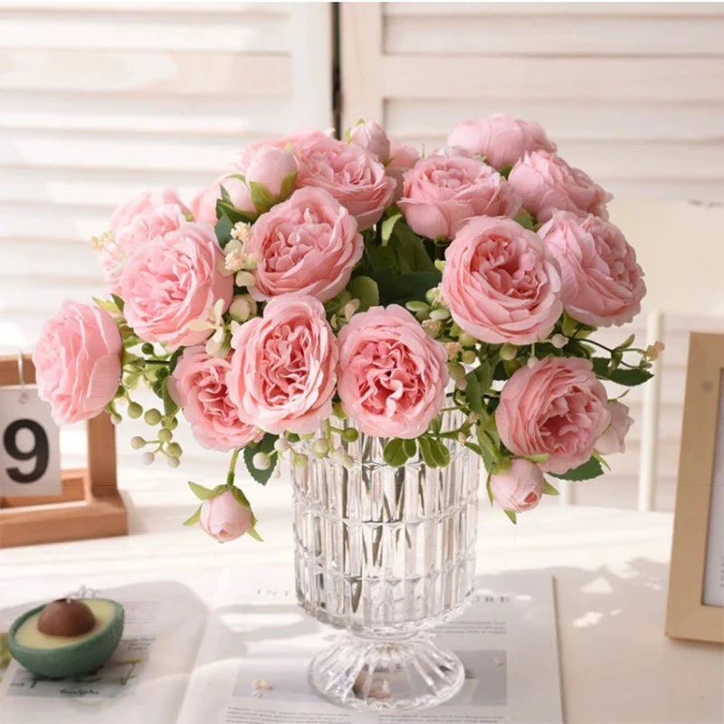 Rose Pink Silk Peony Bouquet – Artificial Wedding Flower