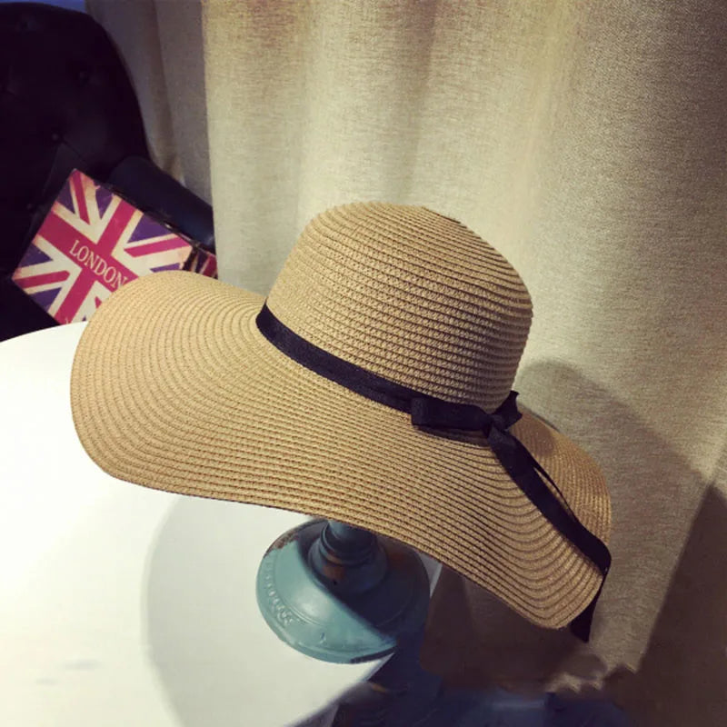 [Special Offer: Buy 2, Save More] Chic Bowknot Straw Hat – Women’s Wide Brim Floppy Sun Hat