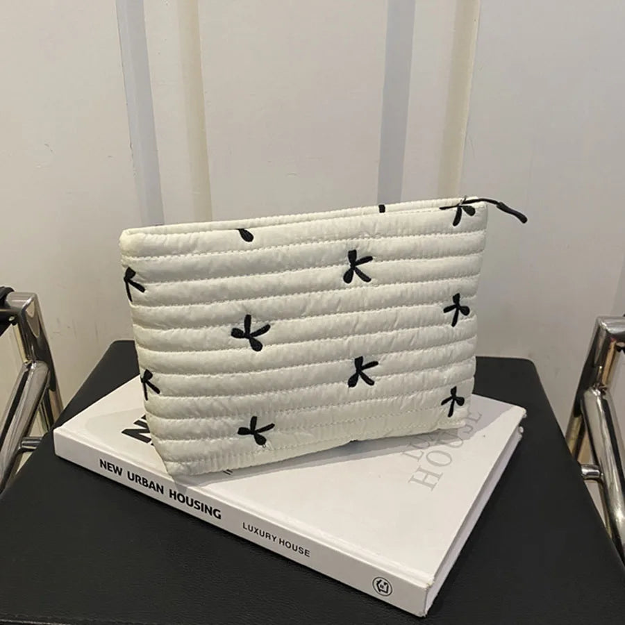 Natural Ribbon Makeup Pouch
