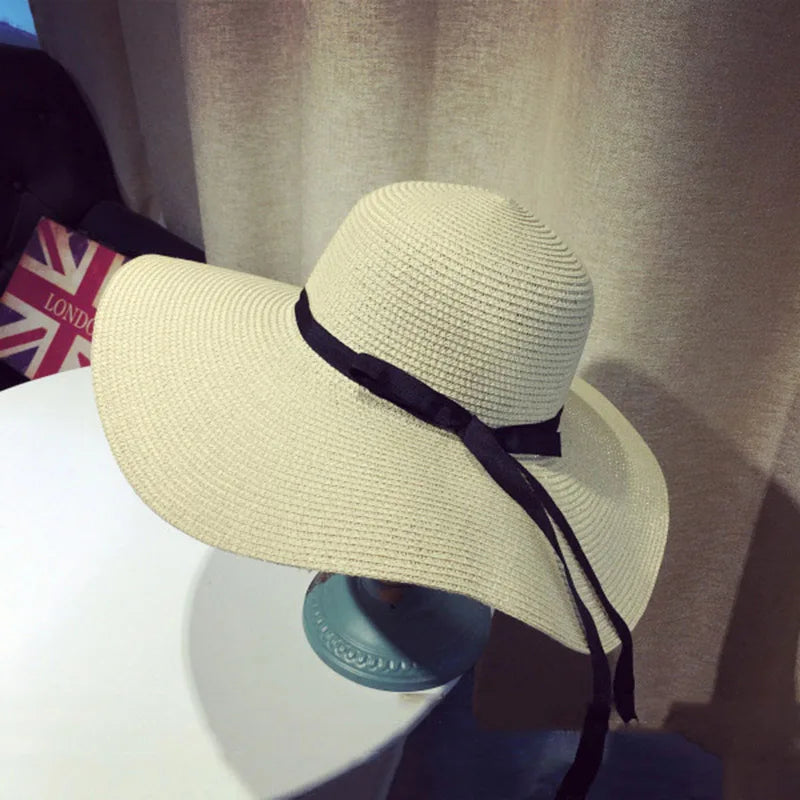 [Special Offer: Buy 2, Save More] Chic Bowknot Straw Hat – Women’s Wide Brim Floppy Sun Hat