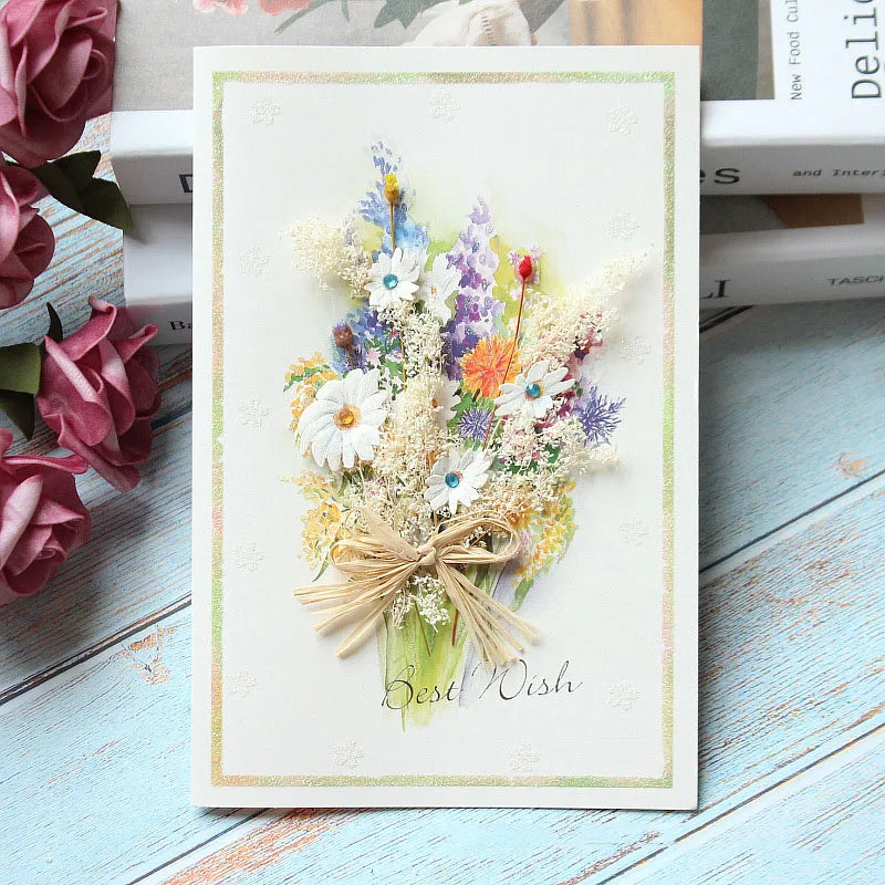 Handmade Dried Flower Greeting Cards – Thank You, Teacher’s Day & Birthday Gift Set