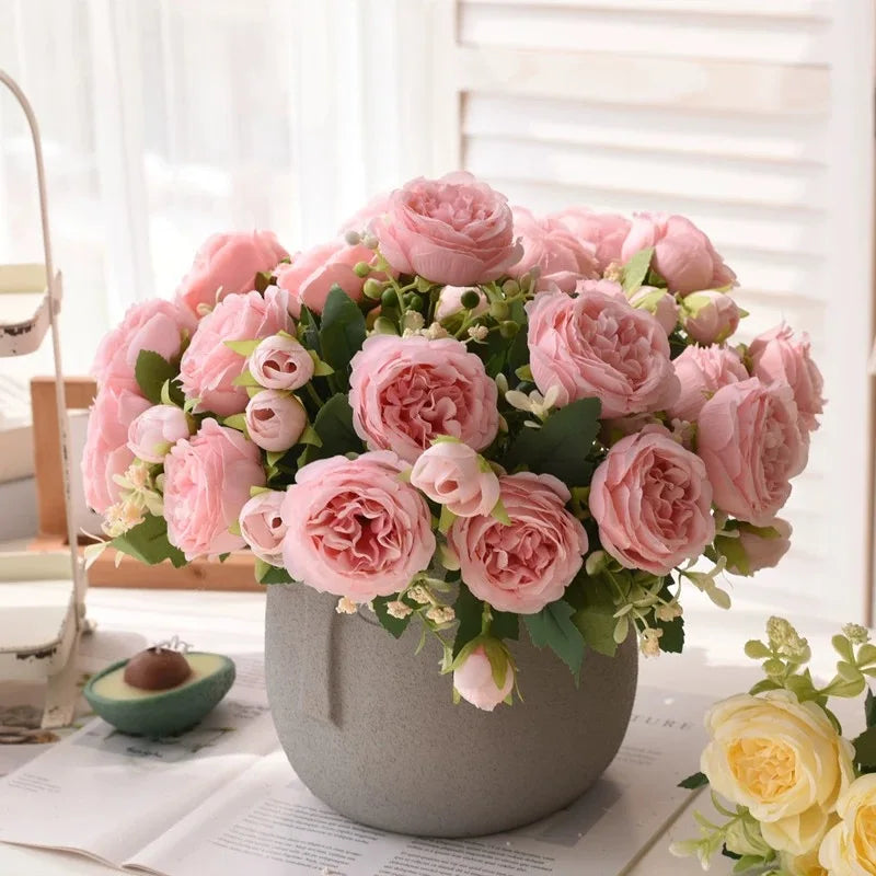 Rose Pink Silk Peony Bouquet – Artificial Wedding Flower