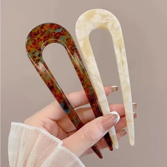 Marble U-Shaped Hair Stick