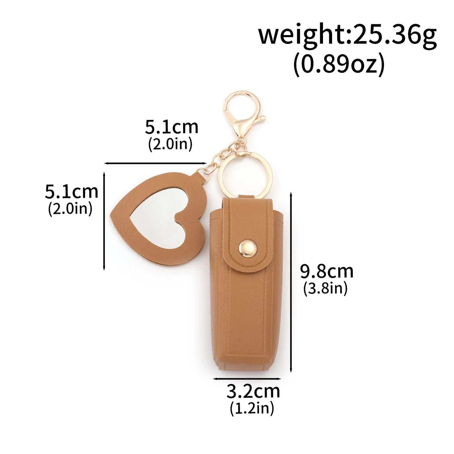 Love Heart Lipstick Keychain Pouch – Mini Makeup Holder with Mirror
