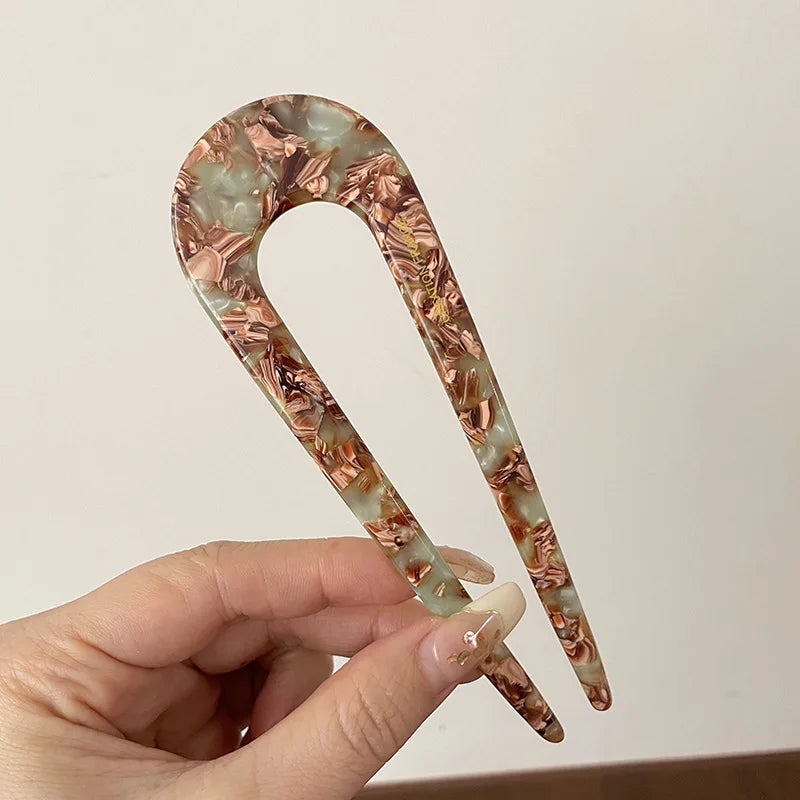 Marble U-Shaped Hair Stick