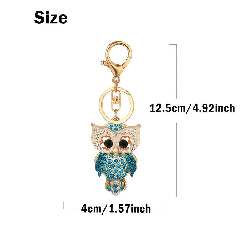 Crystal Owl Keychain – Glitter Rhinestone Car & Bag Charm