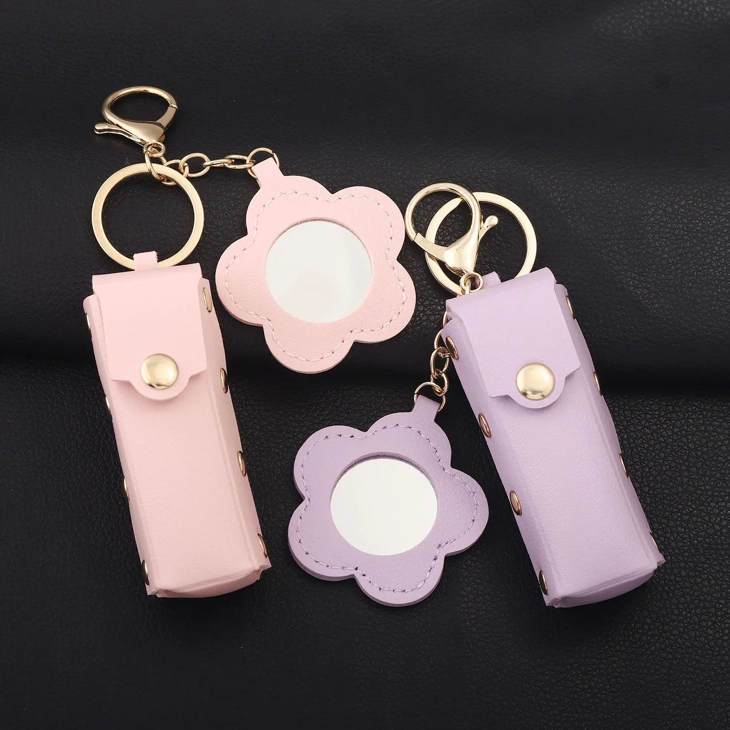 Love Heart Lipstick Keychain Pouch – Mini Makeup Holder with Mirror