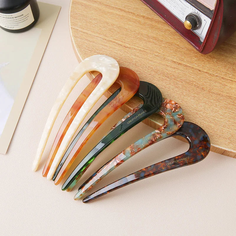 Marble U-Shaped Hair Stick