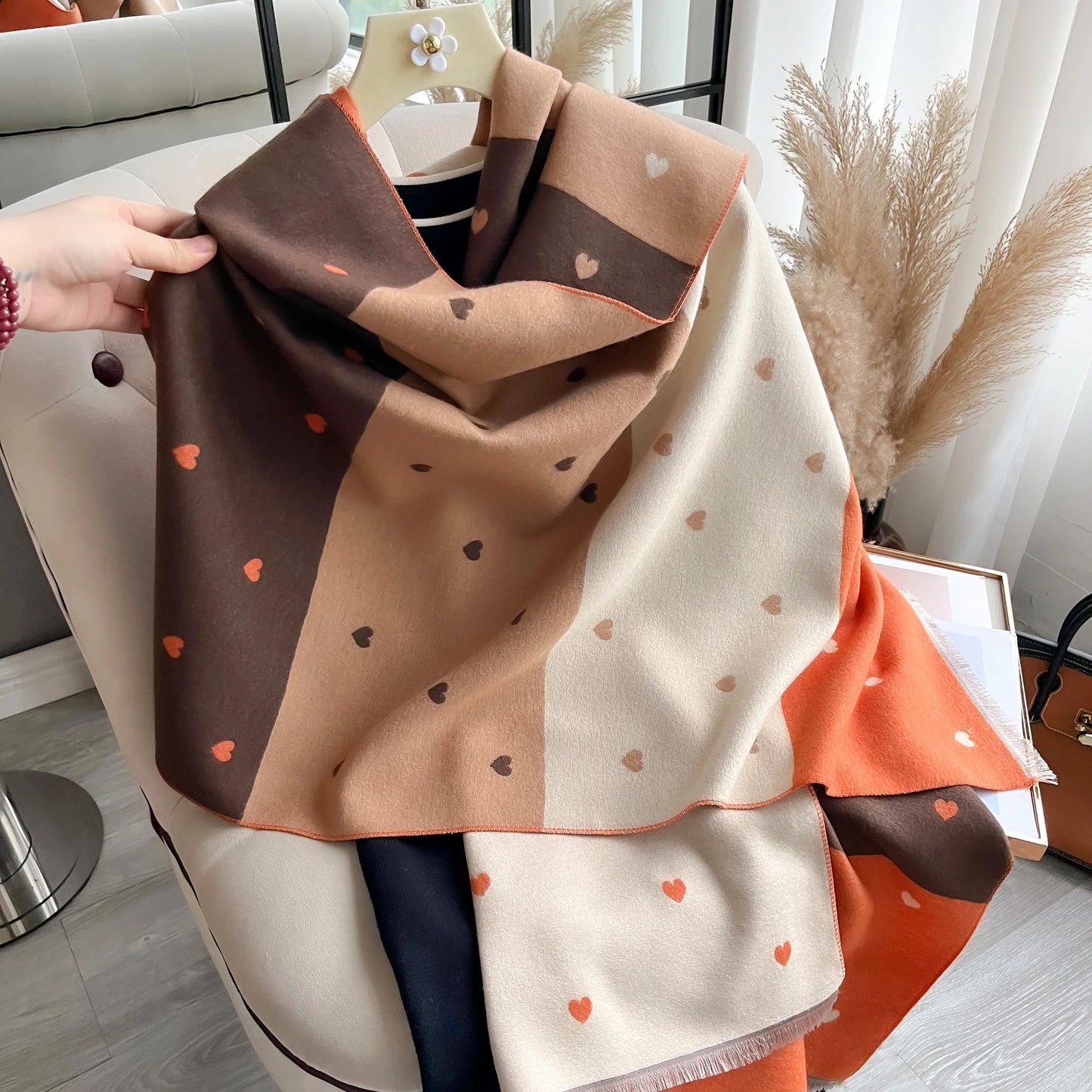 Polka Heart Double-sided Scarf