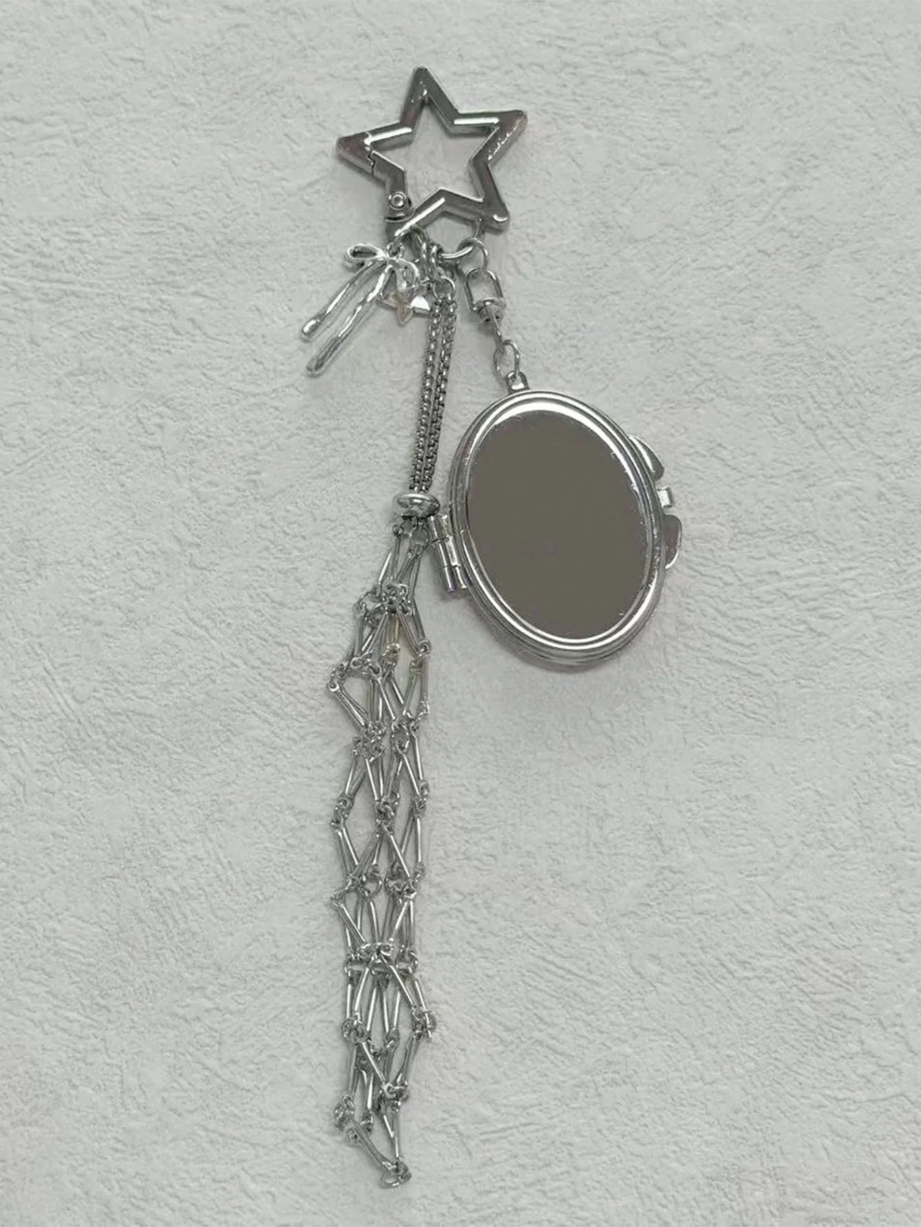 Portable Metal Lipstick Holder with Mirror Keychain