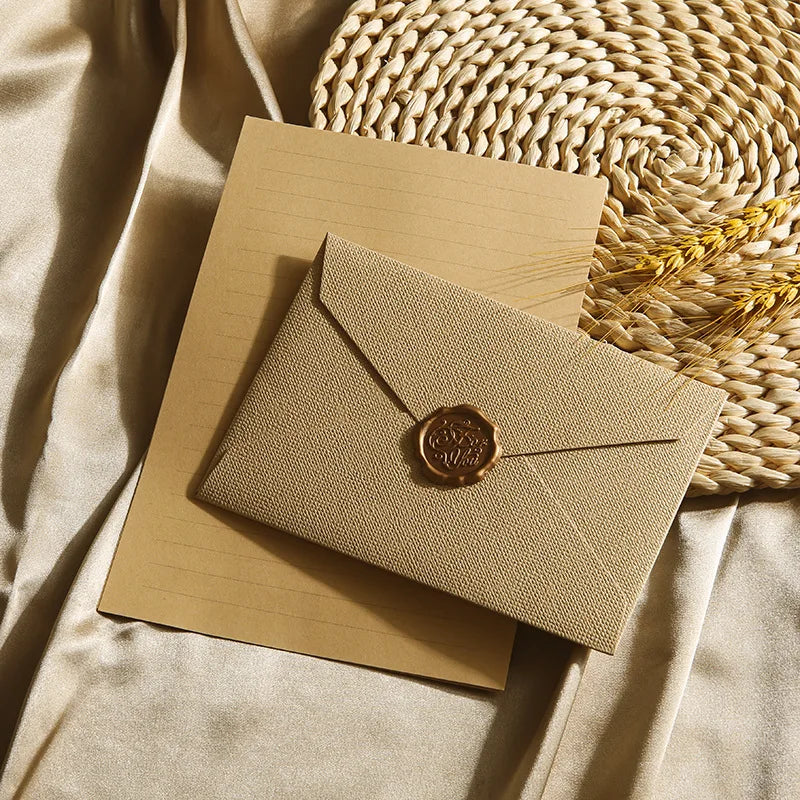 Elegant Linen Letter Set with Wax Seal – DIY Gift & Wedding Stationery Kit