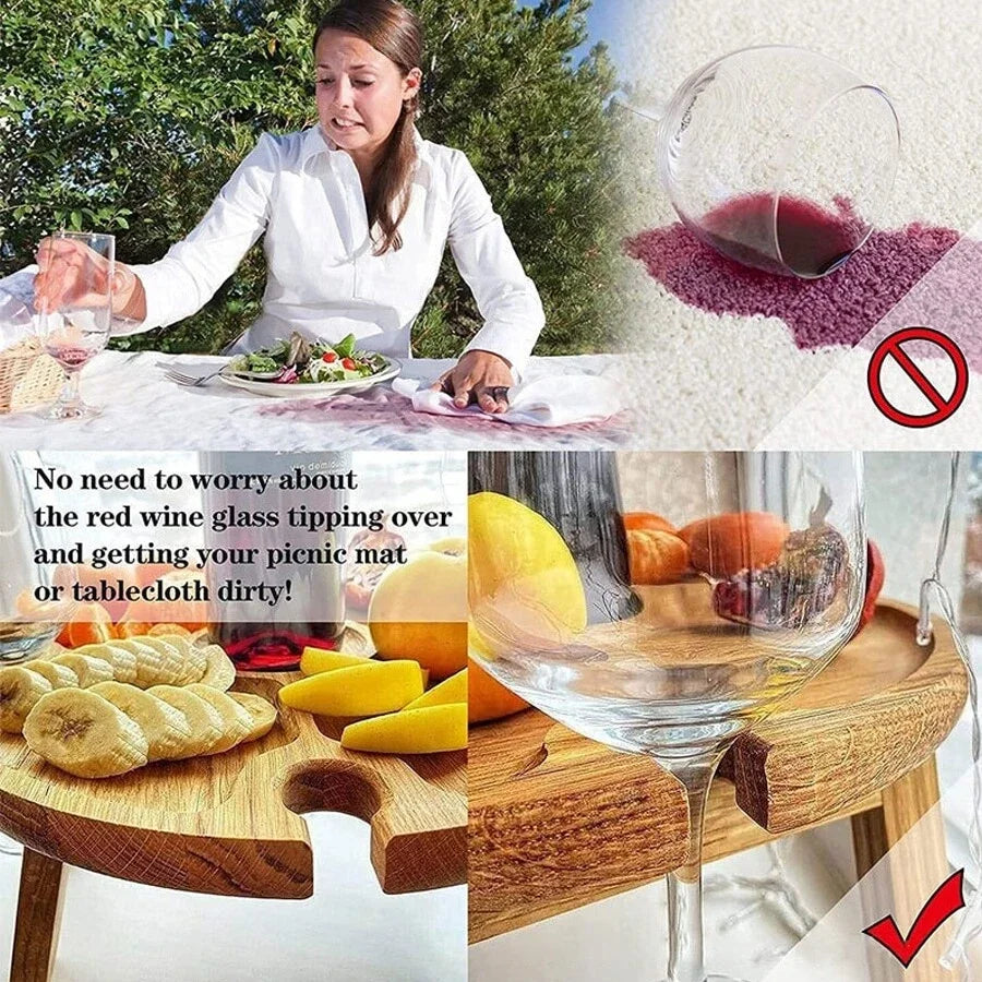 Nordic Solid Wood Round Table with Glass holder