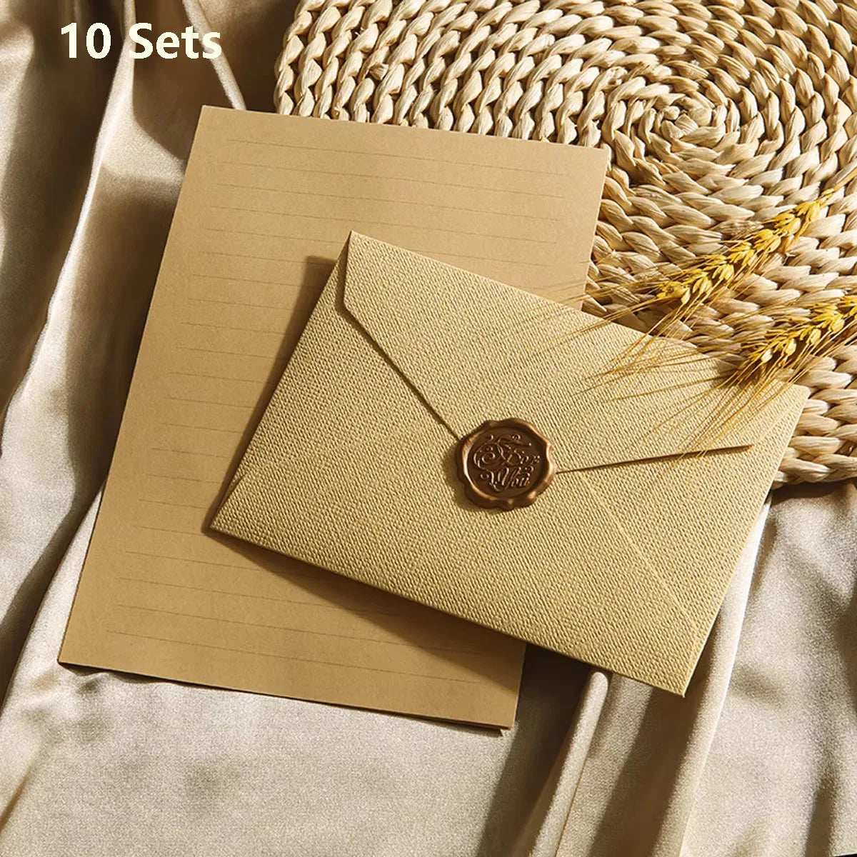 Elegant Linen Letter Set with Wax Seal – DIY Gift & Wedding Stationery Kit