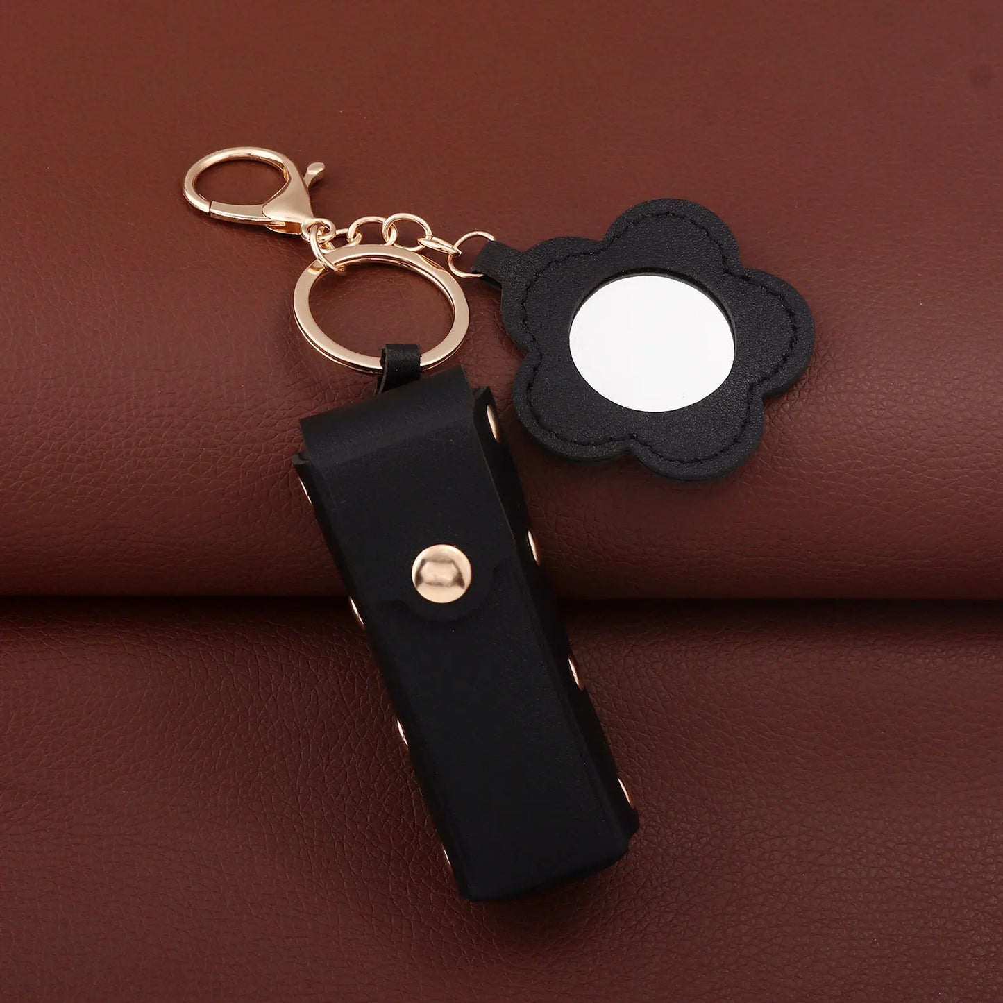 Love Heart Lipstick Keychain Pouch – Mini Makeup Holder with Mirror