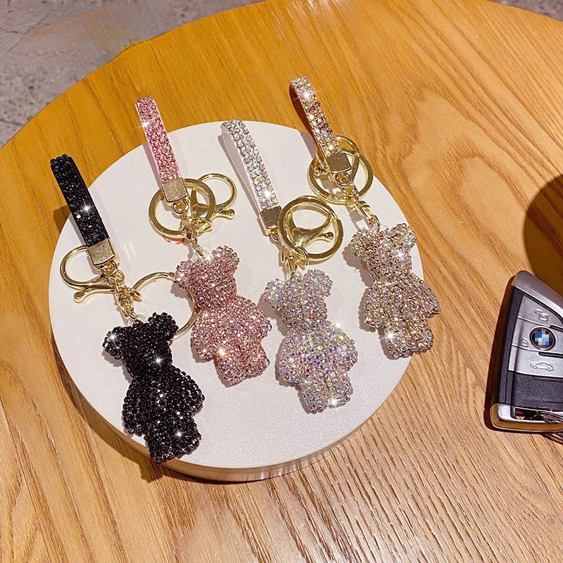 Cute Rhinestone Tassel Bear Keychain – Sparkling Bag & Car Charm