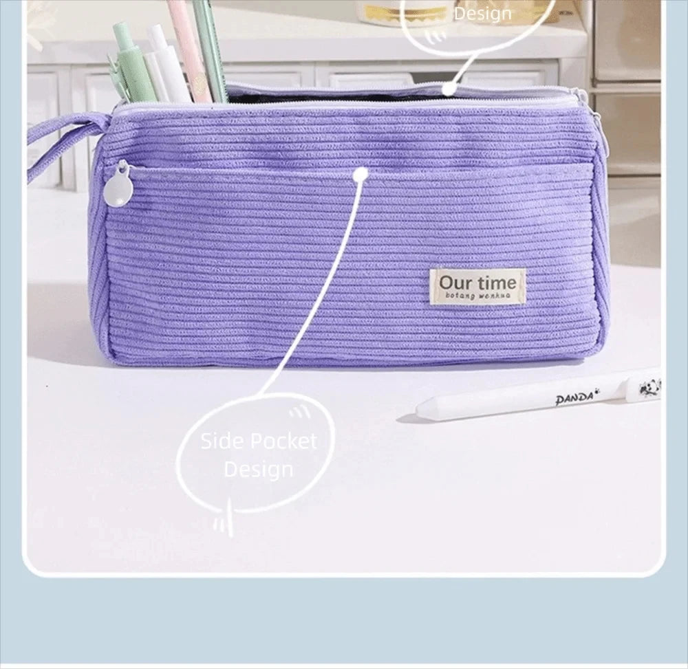 Solid Corduroy Pencil Case