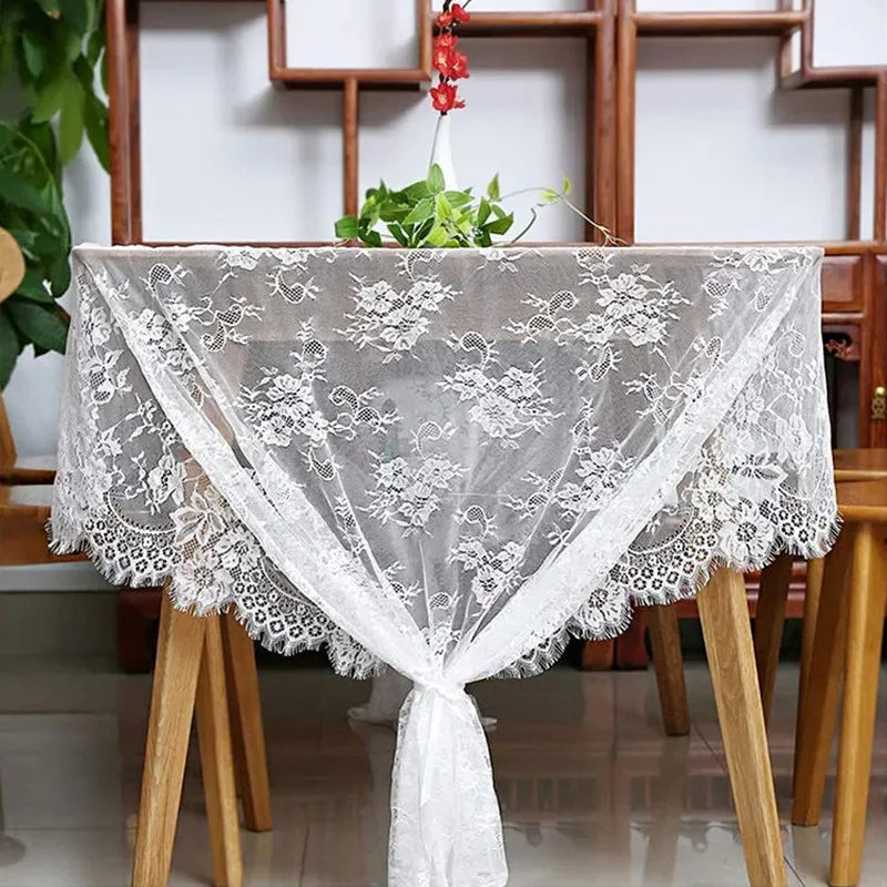 Rustic White Lace Tablecloth