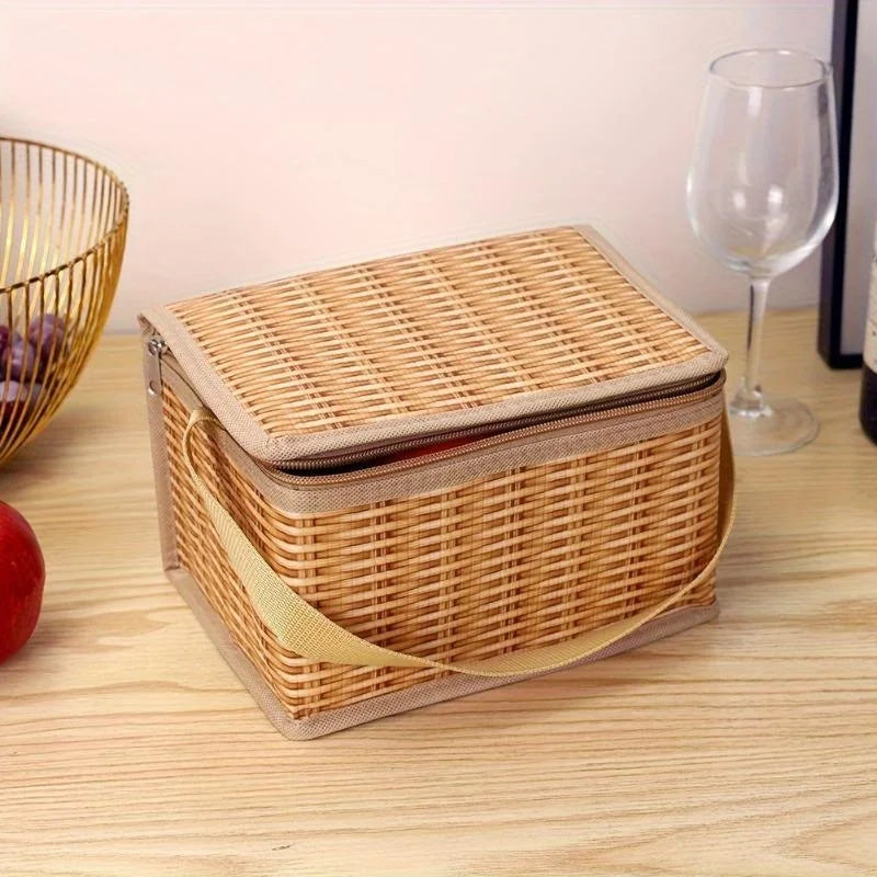 Portable Wicker Rattan Insulation Bag