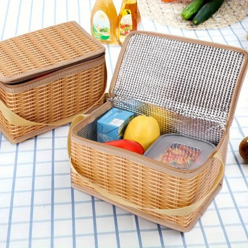 Portable Wicker Rattan Insulation Bag
