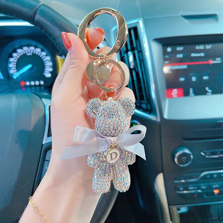 Luxury Rhinestone Bear Keychain – Full Crystal Car & Bag Charm