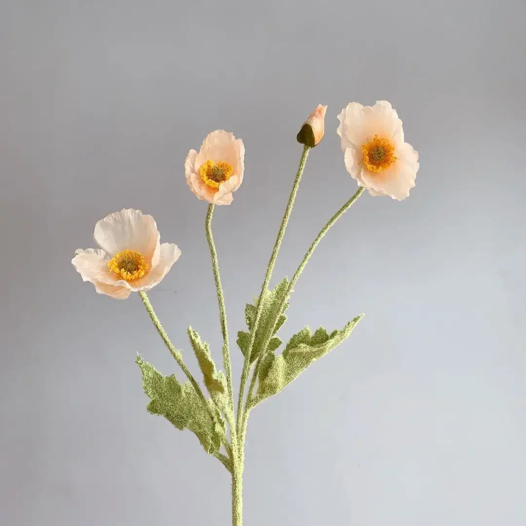 Paperpetals Artificial Silk Poppy Flowers – Long Stem Bouquet
