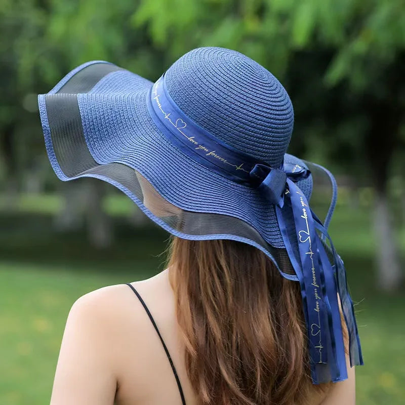 [Special Offer: Buy 2, Save More]Soft Boho Korean Straw Hat – Elegant Wide Brim Summer Beach Hat