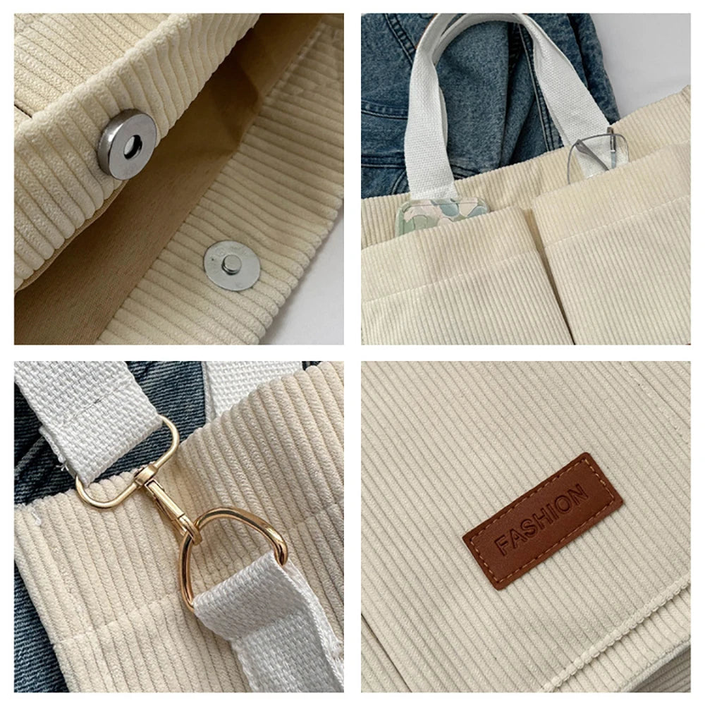 Large Corduroy Tote and Shoulder bag