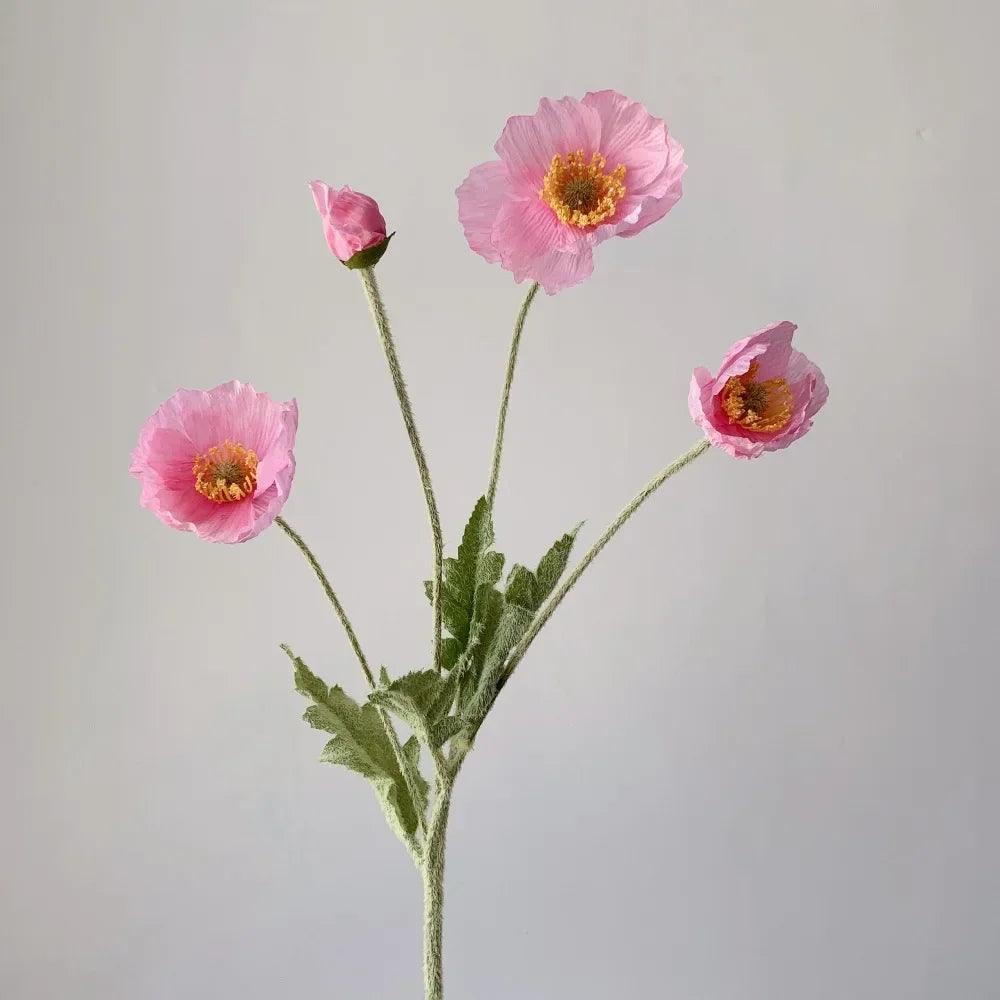 Paperpetals Artificial Silk Poppy Flowers – Long Stem Bouquet