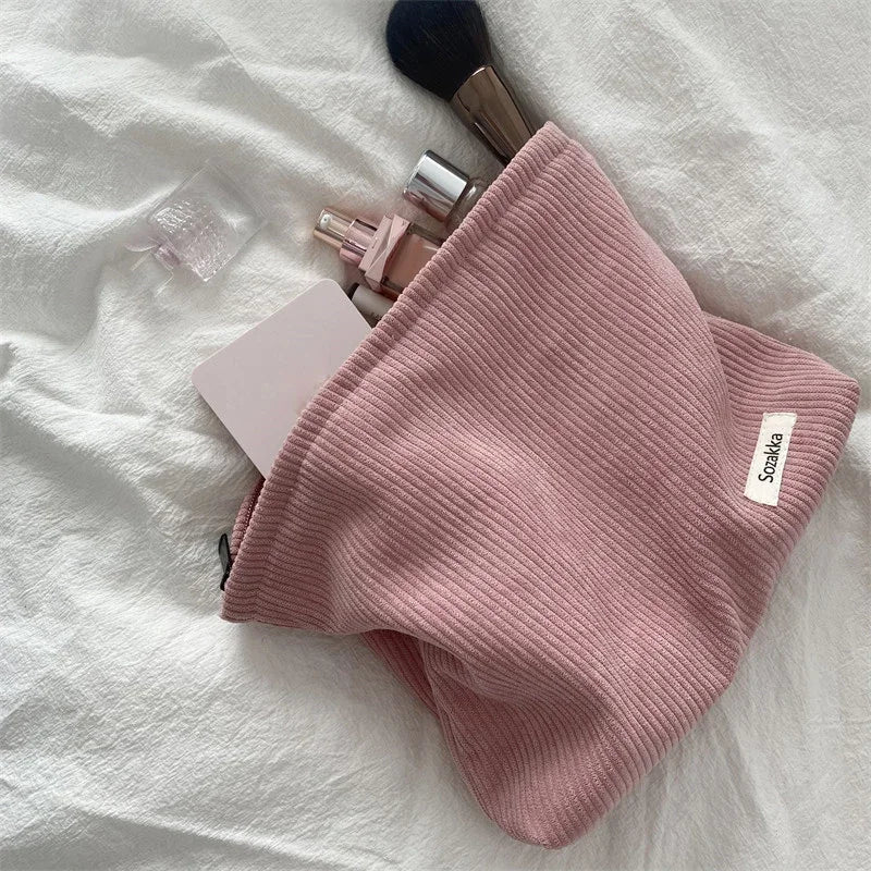 Corduroy Flower Print Pouch