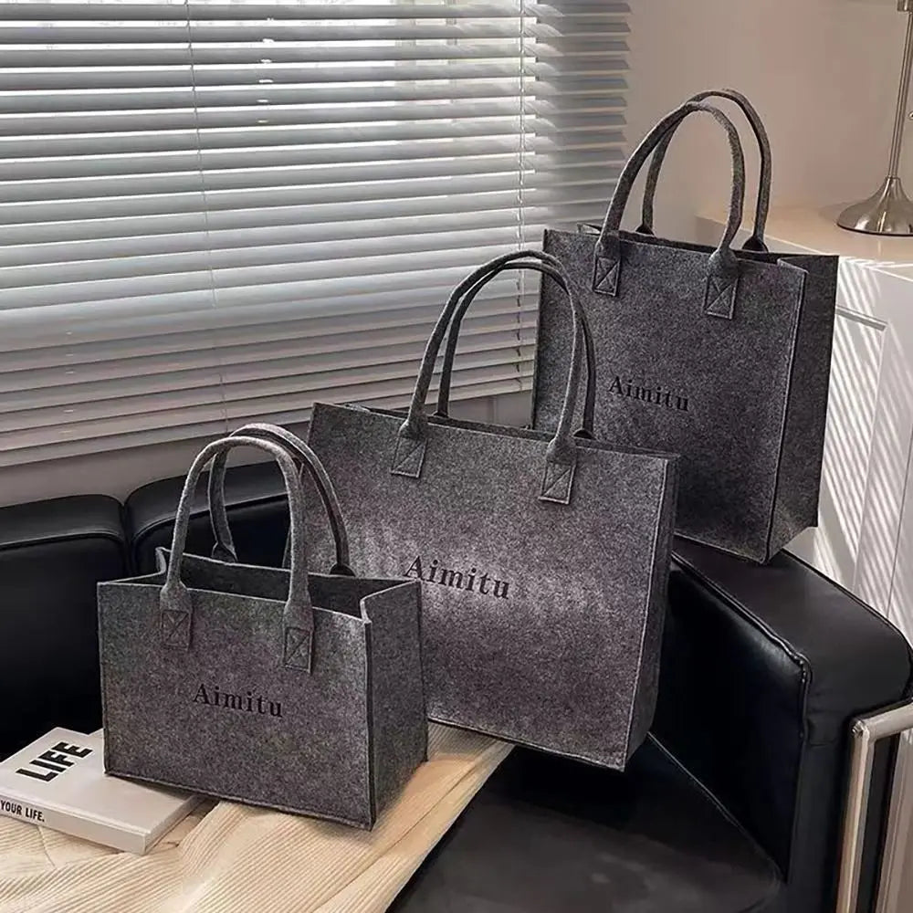 Neutral Felt Tote Bag