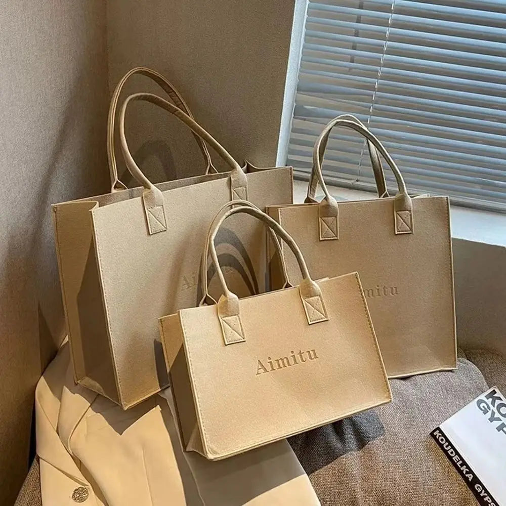 Neutral Felt Tote Bag