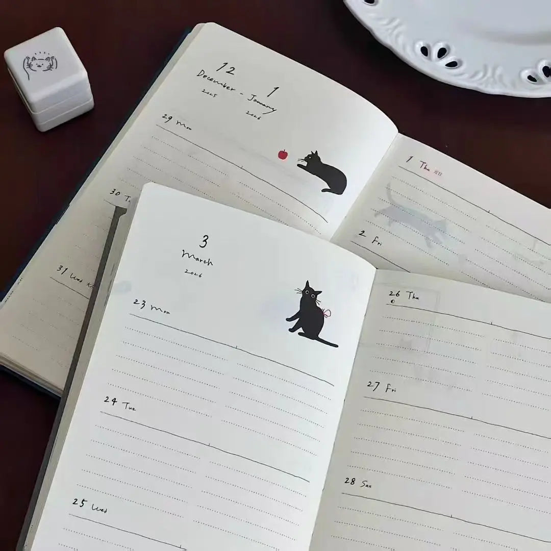Cute Cat A6 2026 Week Planner Notebook