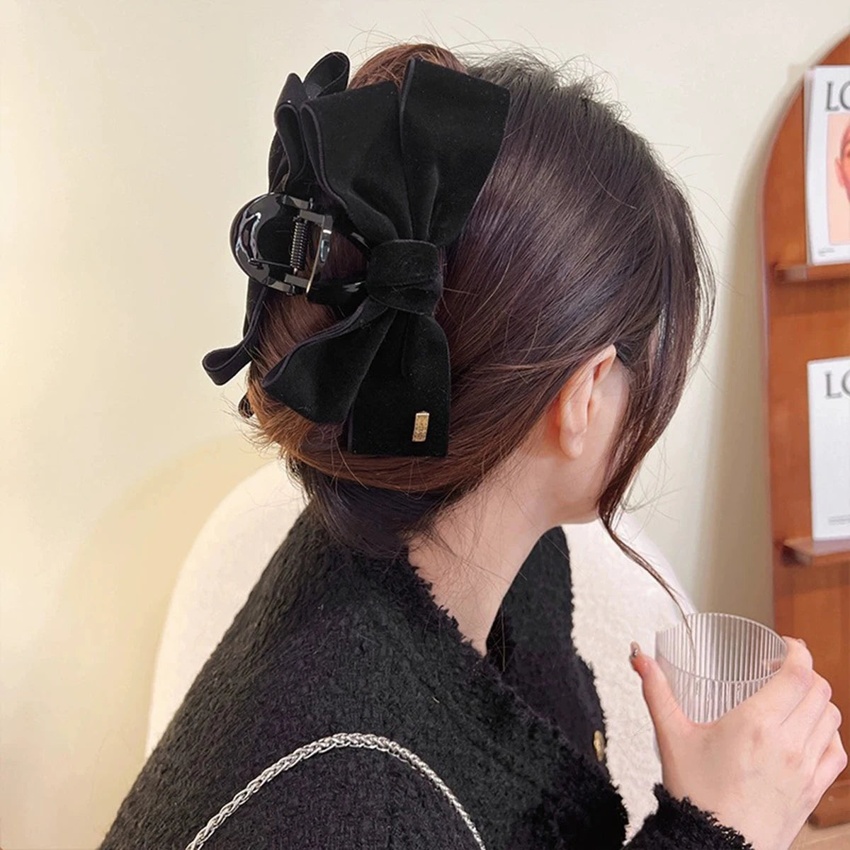 Velvet big bow hair clip