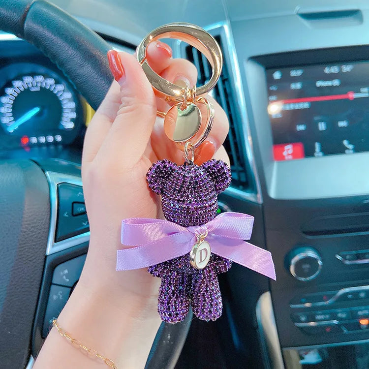 Luxury Rhinestone Bear Keychain – Full Crystal Car & Bag Charm