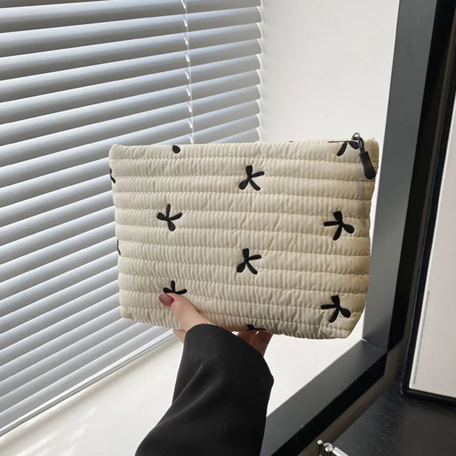 Natural Ribbon Makeup Pouch
