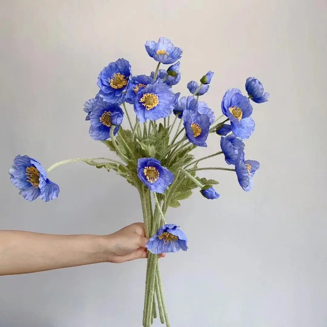 Paperpetals Artificial Silk Poppy Flowers – Long Stem Bouquet