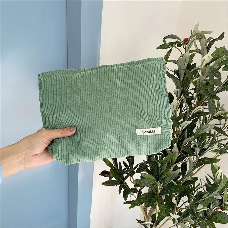 Corduroy Flower Print Pouch