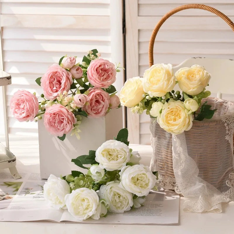 Rose Pink Silk Peony Bouquet – Artificial Wedding Flower