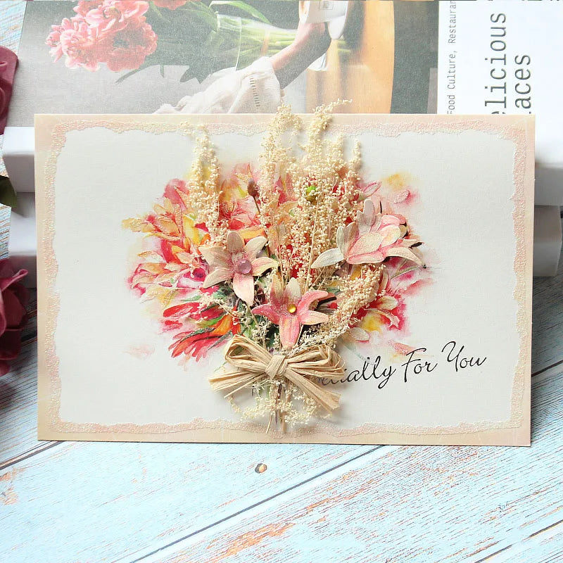 Handmade Dried Flower Greeting Cards – Thank You, Teacher’s Day & Birthday Gift Set