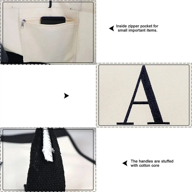 Letter Canvas Shoulder Bag