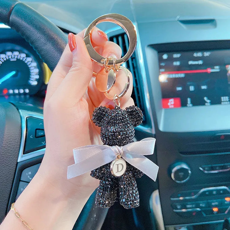 Luxury Rhinestone Bear Keychain – Full Crystal Car & Bag Charm