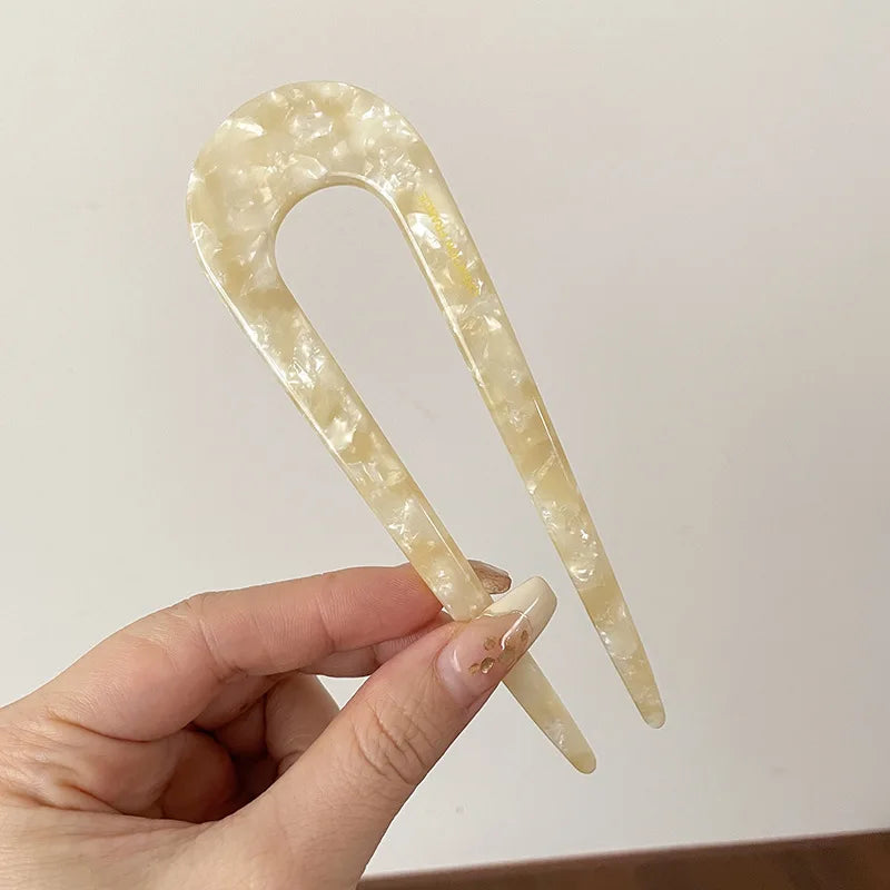 Marble U-Shaped Hair Stick
