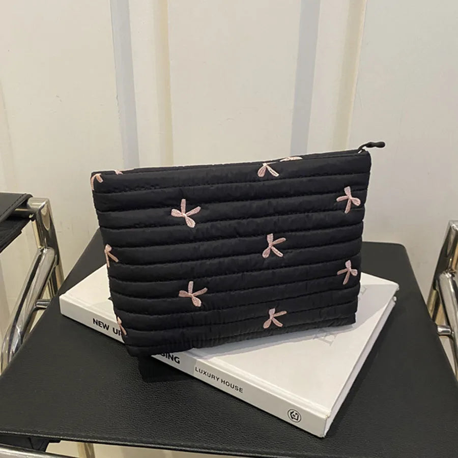 Natural Ribbon Makeup Pouch
