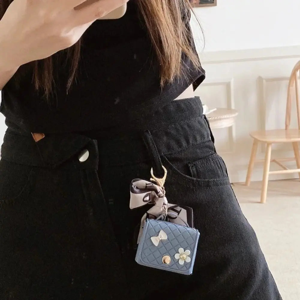 Luxury Mini Leather Earphone Case Keychain