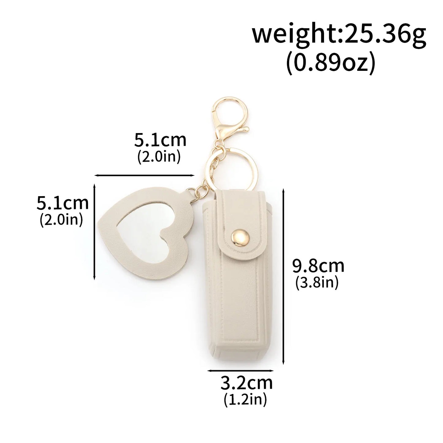 Love Heart Lipstick Keychain Pouch – Mini Makeup Holder with Mirror