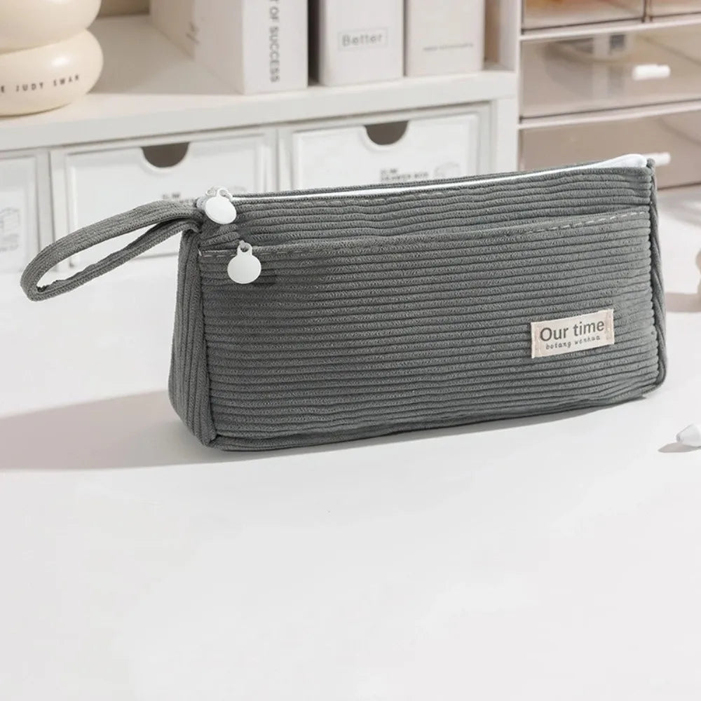 Solid Corduroy Pencil Case